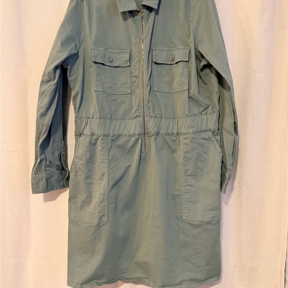 EUC J. CREW Green Long-Sleeve Utility Dress